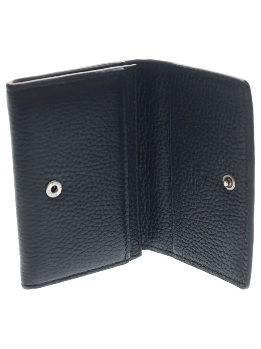 Gucci Logo Leather Card Case Silver Black